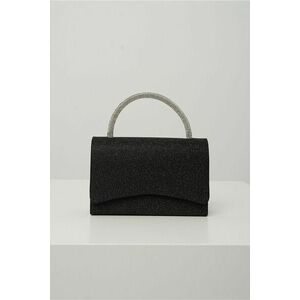 Geanta mica eleganta neagra cu glitter si maner din strasuri imagine