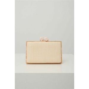 Clutch dreptunghiular din lemn cu textura impletia bej imagine