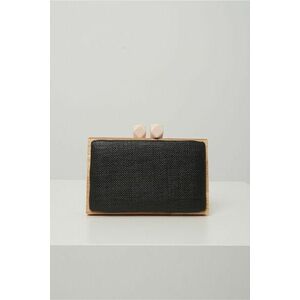 Clutch dreptunghiular din lemn cu textura impletia negru imagine