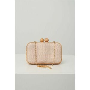 Clutch din lemn cu textura impletia bej imagine