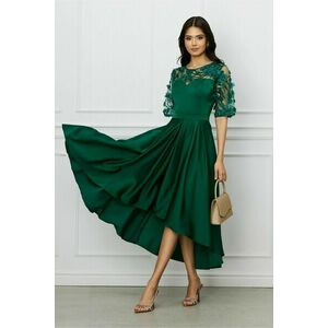 Rochie Ella Collection Brinda eleganta din tafta verde pin cu broderie 3D imagine