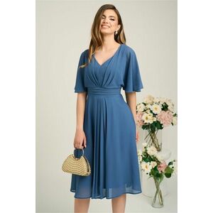 Rochie eleganta vaporoasa din voal albastra cu pliuri pe talie imagine