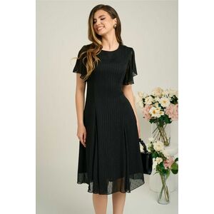 Rochie vaporoasa din voal neagra cu fir lurex si maneci scurte fluture imagine
