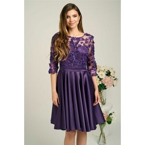 Rochie Ella Collection Ana eleganta din tafta mov cu broderie florala 3D la bust imagine