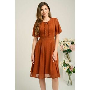 Rochie eleganta din voal portocalie cu insertii in relief si fir lurex imagine