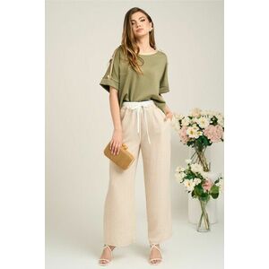 Bluza casual din viscoza kaki cu benzi aurii si nasturi pe maneci imagine