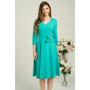 Rochie Viada din triplu voal verde cu floare maxi in talie imagine