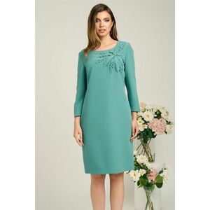 Rochie Viada din stofa verde menta cu floare pe bust imagine