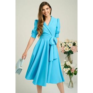Rochie eleganta din stofa bleu funda in talie imagine
