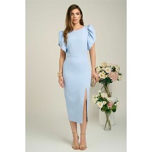 Rochie Moze eleganta din stofa bleu cu maneci bufante imagine