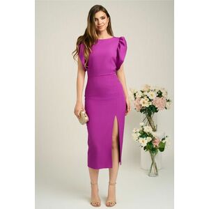 Rochie Moze eleganta din stofa magenta cu maneci bufante imagine