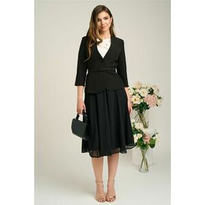 Compleu DY Fashion elegant negru cu fusta din voal si sacou din stofa imagine