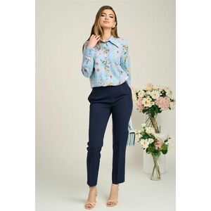 Pantaloni DY Fashion office din stofa bleumarin cu buzunare imagine