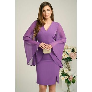 Rochie DY Fashion din stofa mov cu maneci ample din voal imagine