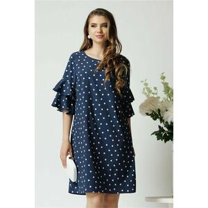 Rochie de zi din viscoza bleumarin cu buline imagine