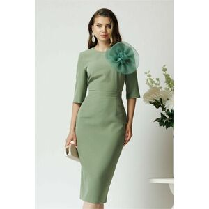 Rochie Dy Fashion de ocazie din stofa verde cu floare maxi imagine