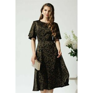 Rochie eleganta din satin neagra cu imprimeuri maro imagine