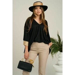 Bluza oversize neagra cu mansete aurii imagine