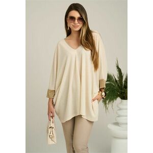 Bluza oversize ivory cu mansete aurii imagine