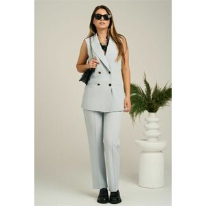 Pantaloni DY Fashion office din stofa gri cu dunga imagine