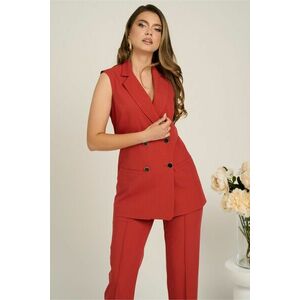 Vesta DY Fashion din stofa rosie cu doua randuri de nasturi imagine