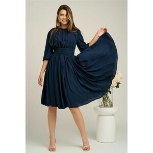 Rochie DY Fashion din voal bleumarin clos cu pliuri imagine