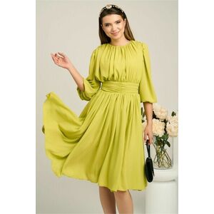 Rochie DY Fashion din voal verde lime clos cu pliuri imagine