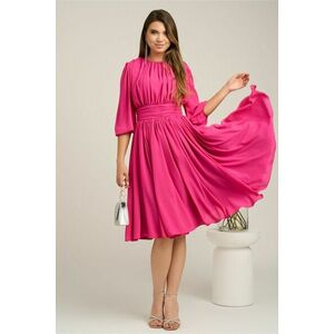 Rochie DY Fashion din voal fucsia clos cu pliuri imagine