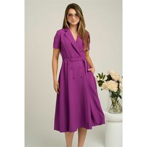 Rochie DY Fashion din stofa mov cu nasturi si curea in talie imagine
