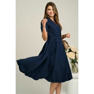 Rochie DY Fashion din stofa bleumarin cu nasturi si curea in talie imagine