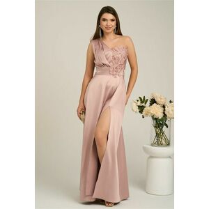 Rochie Ella Collection Madison lunga roz cu flori la bust imagine