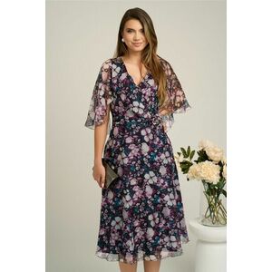 Rochie Viada din voal neagra cu flori fucsia imagine