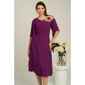 Rochie Viada eleganta din voal magenta cu broderie la bust imagine