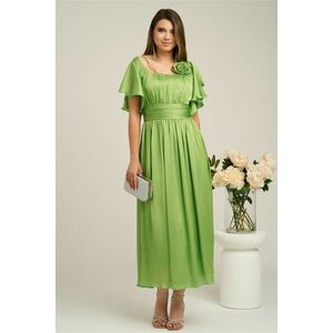 Rochie Moze lunga eleganta din voal verde cu floare la bust imagine
