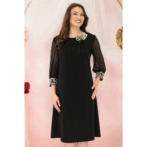 Rochie eleganta neagra cu broderie la maneci imagine