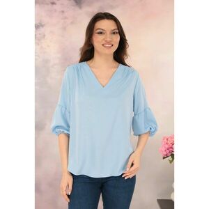 Bluza office bleu cu maneci bufante imagine