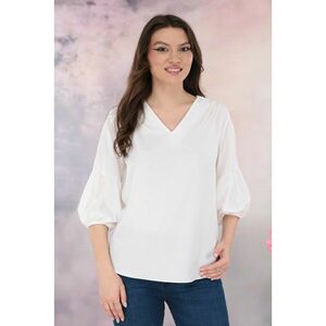 Bluza office alba cu maneci bufante imagine