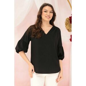 Bluza office neagra cu maneci bufante imagine