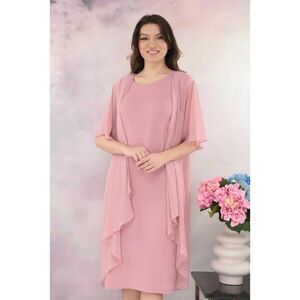 Rochie eleganta din lurex roz cu pelerina detasabila imagine