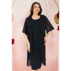 Rochie eleganta din lurex bleumarin cu pelerina detasabila imagine