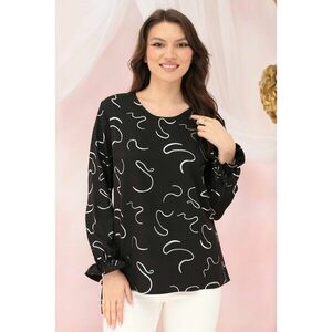 Bluza eleganta din vascoza neagra cu print abstract argintiu imagine