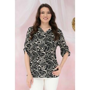 Bluza lejera neagra cu imprimeu abstract crem imagine
