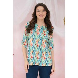 Bluza lejera cu imprimeu floral corai-albastru imagine