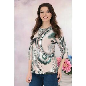 Bluza lejera verde cu imprimeu abstract crem imagine