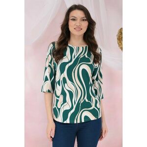 Bluza lejera bej cu imprimeu abstract verde imagine
