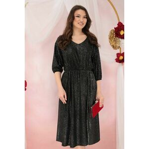 Rochie eleganta din lurex negru cu glitter argintiu imagine