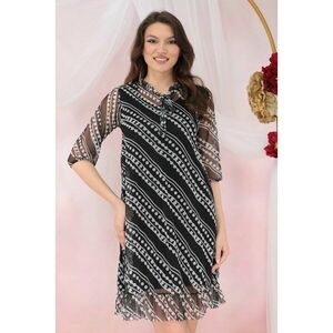 Rochie din tulle negru cu imprimeu abstract alb imagine