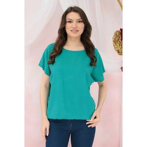 Bluza din vascoza turcoaz cu elastic la tiv imagine