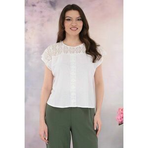 Bluza alba cu dantela pe maneci imagine