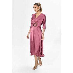 Rochie eleganta din satin cu decolteu in V Classy Magenta imagine